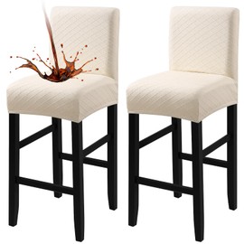 Fuloon Waterproof Chair Covers, Bar Stool, Stretch Jacquard Bar Stool Covers, Removable and Washable Covers for Bar Stools, Chair Protective Cover with Backrest for High Bar Stools