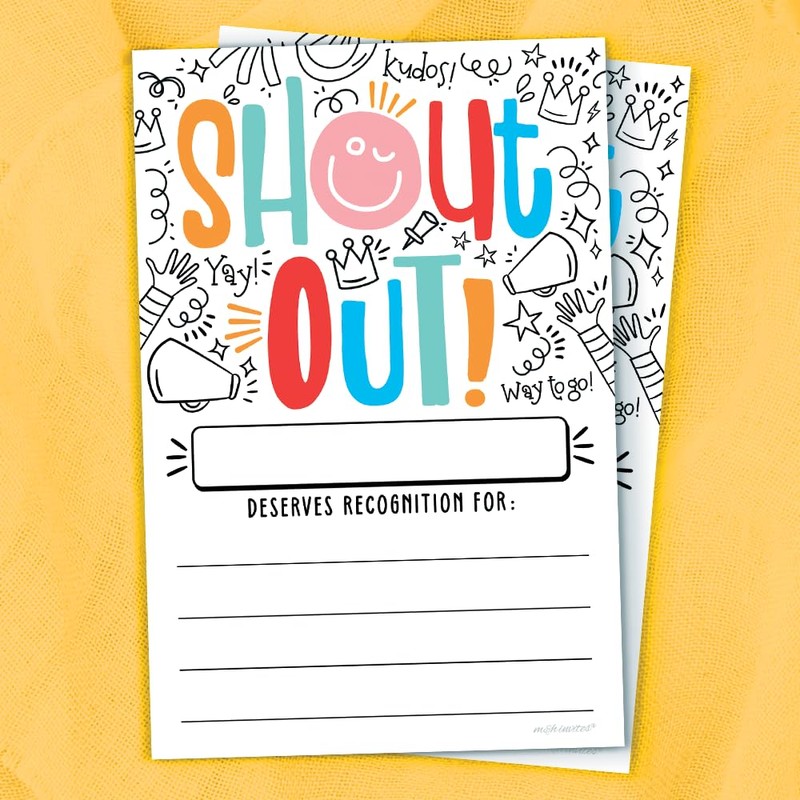 m&h invites Doodle Shout Out Cards For Teachers, Students, Employees,