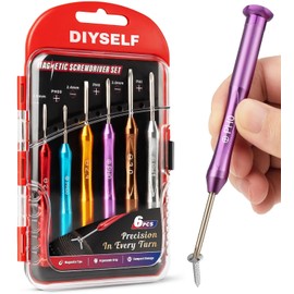 DIYSELF Small Screwdriver Set 6PCS Magnetic Mini Screwdriver Set for Watches, Phone, RC, Eye Glass Repairing Kit, Gifts for Mens, Precision Screwdrivers Set for Dad, Husband from Daughter, Son, Wife