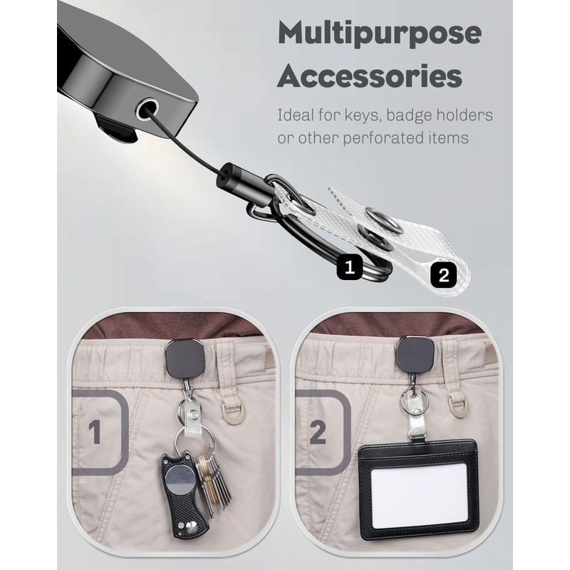 Pawfly 2 Pack Heavy Duty Metal Retractable Badge Reel for
