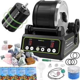 C1 Pro Brushless Rock Tumbler Kit - Professional Large 2.5LB Capacity, Up to 3X More Durable, Ultra Long Working Life Rotary Polisher with Full Accessories & Memory Function, Ideal for Adults Kids