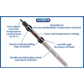 Interpet Deltatherm Aquarium Fish Tank Heater, adjustable, for Tropical and Marine, 100 W, for aquariums up to 90 litres,Black