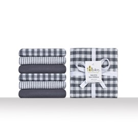 100% Cotton Kitchen Tea Towels - Super Soft, Absorbent - Long Lasting Dish Towels, 70 x 50 cm, Grey, Pack of 6