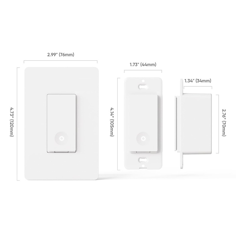 TREATLIFE 3 Way Smart Switch, 2.4GHz WiFi Light Switch Works