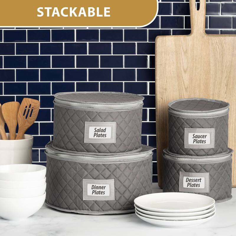Fine China Storage - Set of 4 Quilted Cases for
