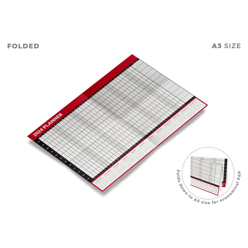 Wall Planner 2024 A3 Year Calendar Size (42 X 29.7cm)