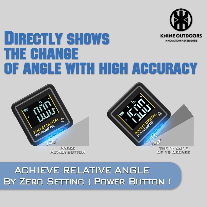 KNINE OUTDOORS Mini Digital Angle Finder 4-side Strong Magnetic Angle