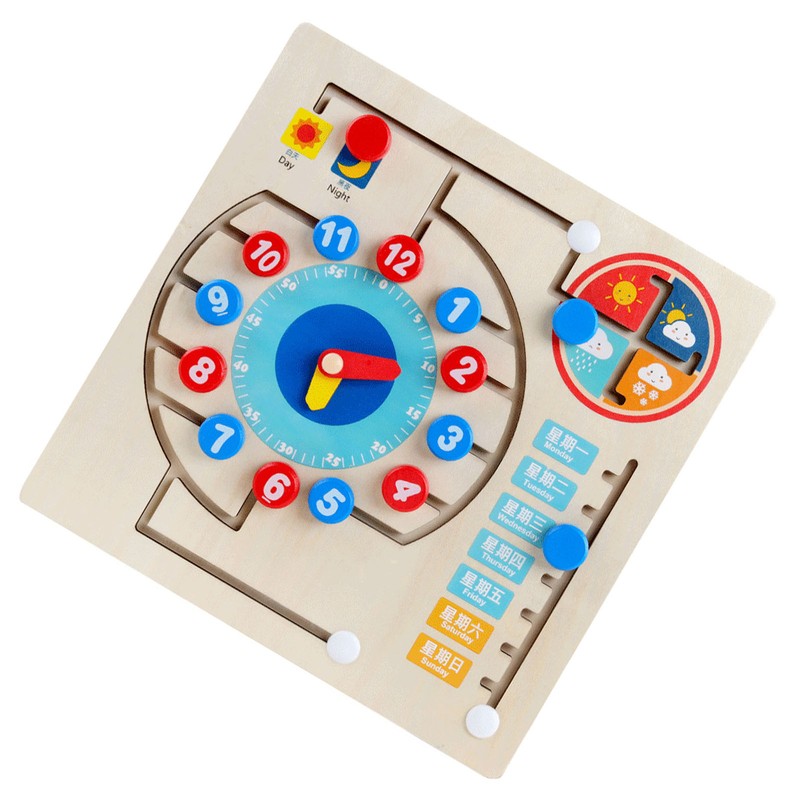 Teaching Clock Wooden Digital Matching Time Clock Educational Toys Early