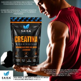 Creatina Monohidratada Alta Absorción 500 G Saisa Herbal Sin Sabor                                                                                    