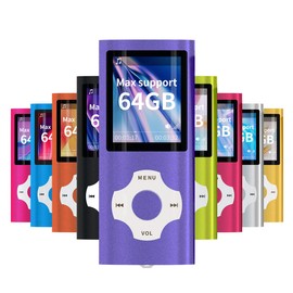 Mymahdi MP3/MP4 Player, Purple with 1.8" LCD Screen and Memory Card Slot, Max Support 128GB