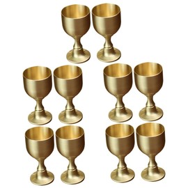 STOBAZA 5sets Brass Wine Glass Wine Goblet Retro Wine Cup Wine Liqueur Cup Embossed Cup Communion Goblet Offering Cup Altar Wine Cup Royal Wine Cups Chalice Wine Cup Golden Copper 2pcs*5