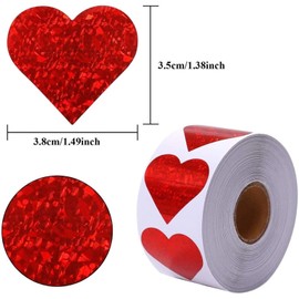 Dzrige 500pcs/roll Heart Shape Labels Love Heart Stickers Red Love Scrapbooking Adhesive Stickers for Valentine's Day Wedding Anniversary Stationery Candy Dragee Bag Gift Box Packing Bag