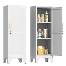 46" H Metal Locker Cabinet, Small Locker with Door and 2 Adjustable Shelf