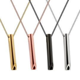 4 Pcs Stress Relief Mindful Necklace Set for Valentines Day, Stainless Steel Breathing Necklace, Whistle Necklace for Relief, Breathing Exercises, Love Gift for Lover(4 Colors)