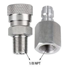 Universal 1/8 inch NPT Female Connector and 8mm Male Plug Fill Nipple Quick-Disconnect Set, Stainless Steel Remote Line Male & Female Set for Paintball HPA CO2 Convertor Air Tool Fittings