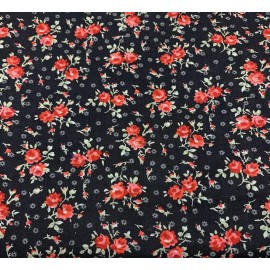 The Woodrow Studio, Ltd - London Vtg English Calico Floral Fabric From Woodrow Studio London Red Pink Navy BTHY