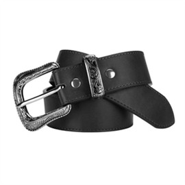 Wrangler Men's 38mm Classic Split Cut Edge with Etched Buckle Belt (Black, 40)