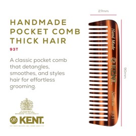 Kent 93T Mini Beard Comb for Men - Wide Tooth Men's Comb, Mustache Comb and Beard Combs ideal for Facial Hair, Small Pocket Sized Travel Comb, Mini Comb Detangle Comb for Beard Detangling Comb