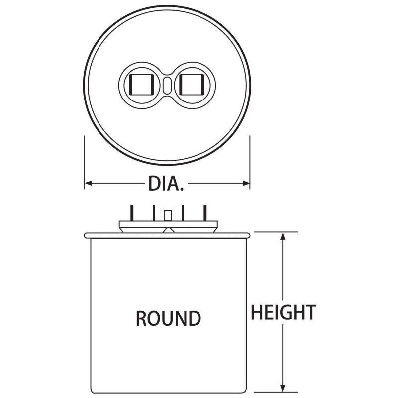 Vanguard RD-50-440 Run Capacitor, 440 Vac, 50 µF, 50-60Hz, 10,000AFC,