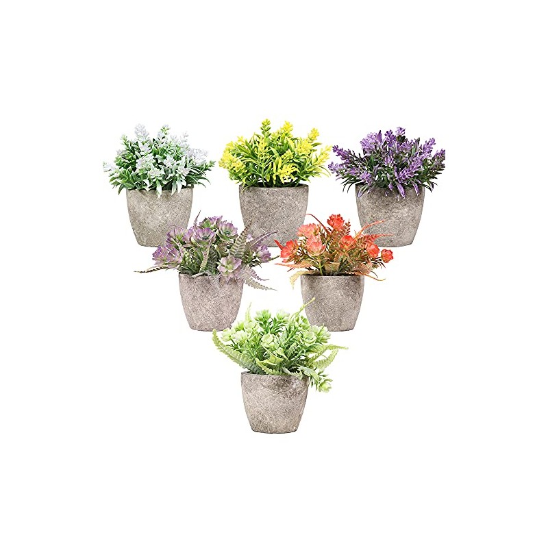 6 Piezas de Plantas Artificiales Mini Macetas,Fake Planta de Plástico,Flor