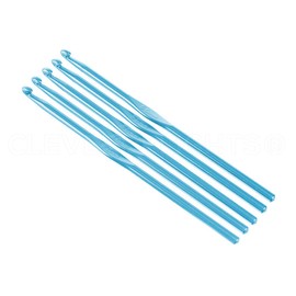 5 Pack - CleverDelights Size H (Size 8) Aluminum Crochet Hooks - 6" Length - 5mm Diameter - Knitting