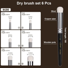 HOTUT Dry Brush Set, 6 Pieces Model Making Drybrush Detail Brush, Wool Professional Dry Brush, Dry Brush Set for Detail Work and Model Making