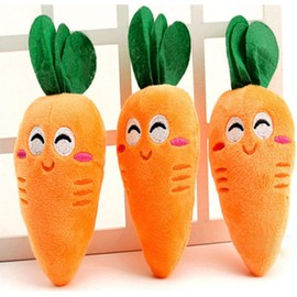 WNHNO 3Pcs Orange Soft Puppy Pet Supplies Cute Carrot Plush Chew Squeaker Sound Squeaky for Dog Cat Birthday Xmas Gifts, Squeak