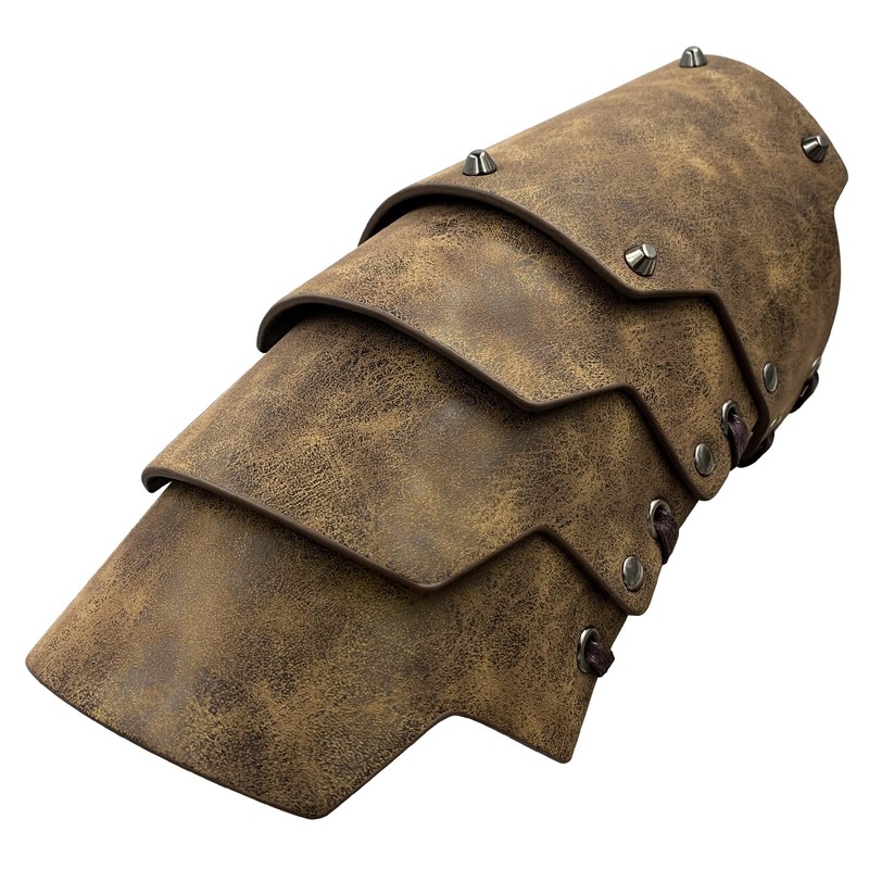 HiiFeuer Medieval Faux Leather 4-Layer Armbraces Armor, Medieval Mercenary Warmers,