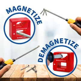 MeasuPro Demagnetizer and Magnetizer - Red - 3 Pack - for Screwdrivers Tips, Bits, and Small Tools, Large or Big Screws, Drills, Drill Bits, Sockets, Nuts, Bolts, Nails and Precision Construction