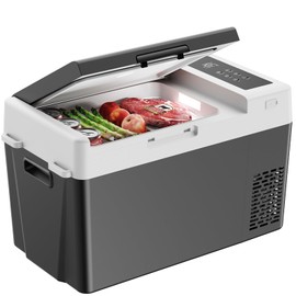 Marsail 12V Car Fridge 25QT Portable Freezer -4°F to 68°F, Compressor Cooler for Camping Travel Truck RV Home, Efficient Cooling & ECO Mode, Black