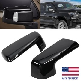ALLTIMES Pair Gloss Black Mirror Cap Cover Replacement For Chevy Silverado 1500 2019-2025