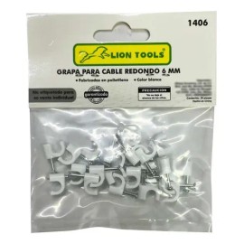 Grapa Para Cable Redondo 6mm Color Blanco 100 Pzs                                                                                                     