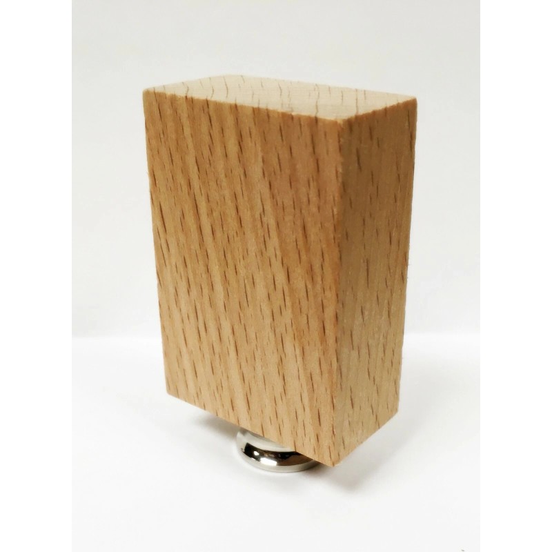 Lite Accents Lamp Finial-SOLID BEECH WOOD RECTANGLE BLOCK-W/Dual Thread Base-Chrome