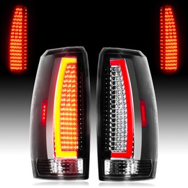 Cenfeild Tail Lights Pair Fit for Chevy Avalanche 2007-2013 LED Tube Rear Brake Lamp Taillights Assembly, Chrome Housing Clear Lens