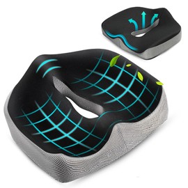 Ergonomisches Sitzkissen aus viskoelastischem Memory-Schaum, orthopädisches Coxis-Kissen, Bürostuhl, Linderung von Druck in der Hüfte, Ischias, Anti-Frost, abnehmbarer Bezug, waschbar