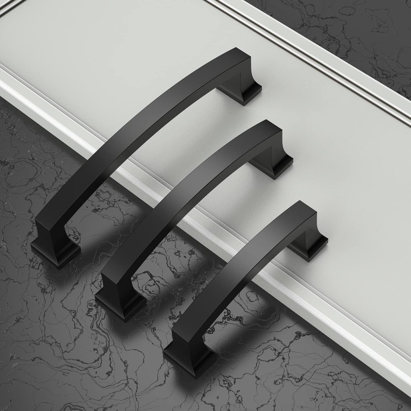 Asidrama 10 Pack 3.75 Inch(96mm) Matte Black Kitchen Cabinet Handles,