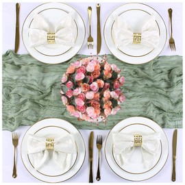 JYFLZQ Sage Green Cheesecloth Table Runner 6 Pack 35 x 120 Inch Gauze Table Runner 10ft Cheese Cloth Wedding Table Runner Boho Party Wedding Bridal Shower Decorations