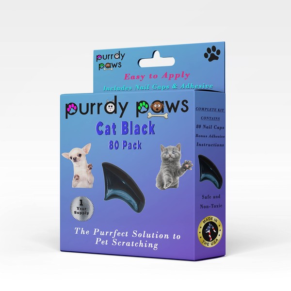 Purrdy Paws One Year Supply Soft Nail Caps for Cats
