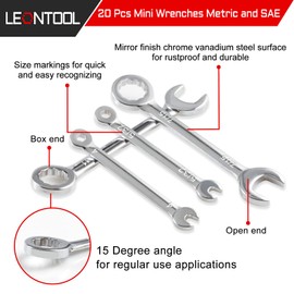 LeonTool Small SAE Wrench Set, 10-Piece, High Carbon Steel, Chrome Plated