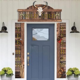 West Cowboy Party Door Decorations - 3Pcs Western Themed Banner Hanging Supplies Yeehaw Welcome Decoration Set for Western Rustic Bar Photo Booth Props Favor