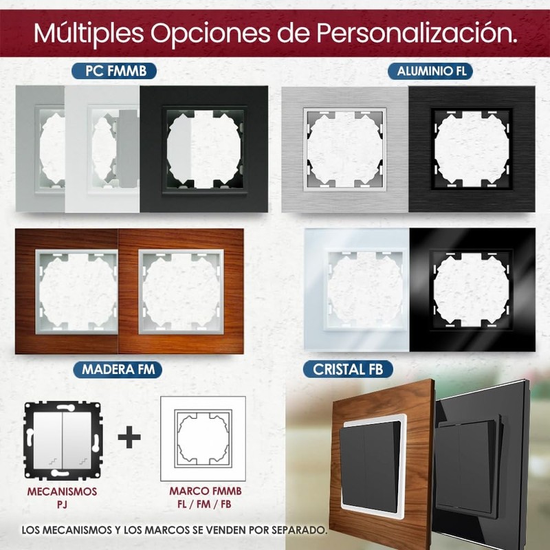 M Ledme 2 Module Aluminium Frame for Sockets and Switches