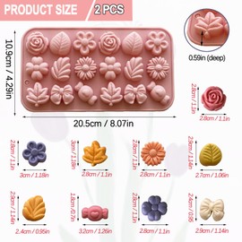 Flower Candy Molds Silicone 2PCS Daisy Flower Chocolate Molds Tulip Flower Mold Bow Tie Leaf Jello Molds Ice Mold Pudding Molds Soap Molds Cookie Molds for Desserts Making
