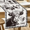 ANATTASOUL Polyester Faux Linen Table Runner Farm Cow and Tractor