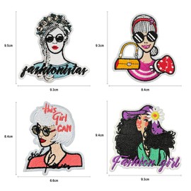 Patch Applique Assortment Iron Embroidery Sequins Decor Wappen Flush (Retro Girl)