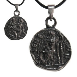 Hades Olympian Pendant NEW Greek Roman Coin Pewter Amulet w/ Cord Pluto