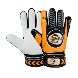 Junior Football Goalkeeper Gloves for Boys, Kids, and Youth Soccer Goalie Gloves with Super Grip Palms and Durable Protection (Orange, 7)