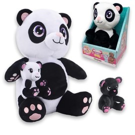 #sbabam Funny Box Mammy Surprise Bear Maxi Size 28 cm, Soft and Scented Plush Bear with Mini Puppies, Soft Animal Dolls, Children's Games from Kiosk, Teddy Bear for Girls and Boys