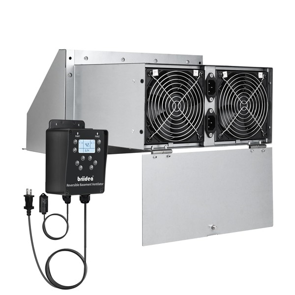 Reversible Basement Ventilation Fan with Dual 100 CFM Fans, Independent