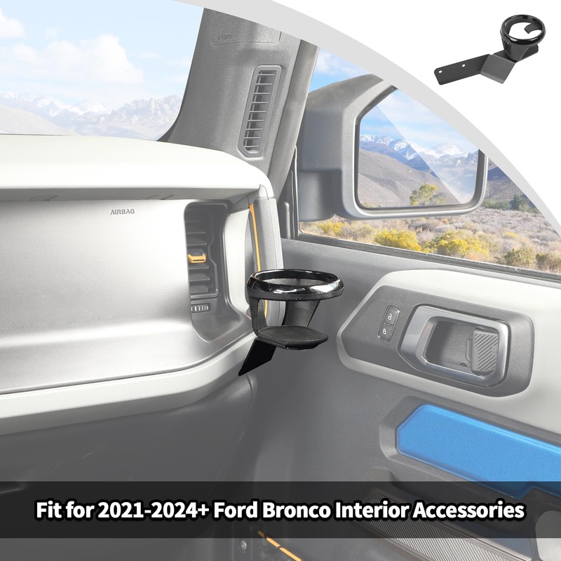 JWWY for Bronco Front Door Cup Holder Drink Holder on