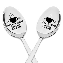 Boyfriend Girlfriend Valentines Day Gift for Women Men Let's Have Coffee Together Forever Spoons for Husband Wife Anniversary Birthday Gift for Mom Dad Coffee Lovers Spoon Gift for Couples Friends